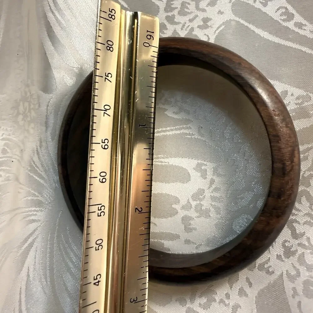 Boho Wooden Bangle Bracelet Dark Brown Natural Wood Grain Earthy Ecofriendly